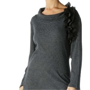 Anthropologie Deletta Ruffle Detail Cowl Neck Striped Top
